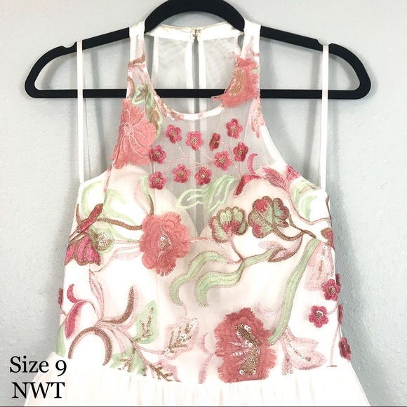 Embroidered Mesh & Tulle Halter Gown for Prom - Picture 7 of 8